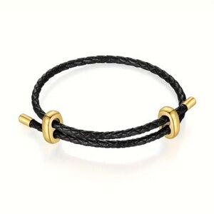 New! Black Leather Adjustable Bracelet NWOT